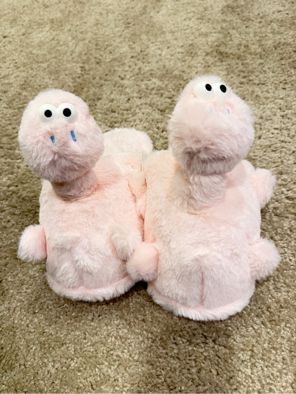 Plush Pink Dinosaur Slippers